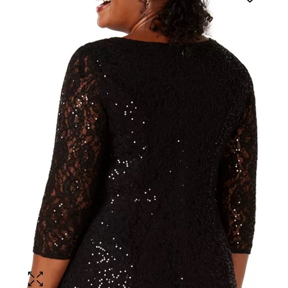 SLNY Womens Sequined Lace Cocktail Dress - Picture 5 of 8